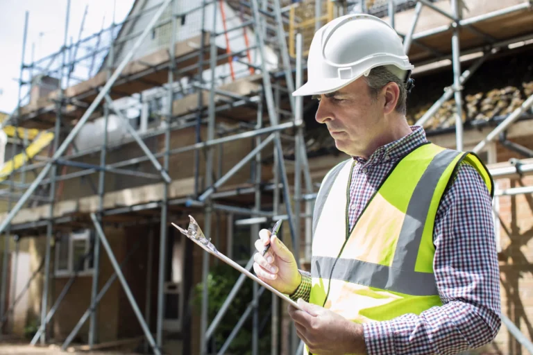 Building Inspector Looking At House Renovation Project