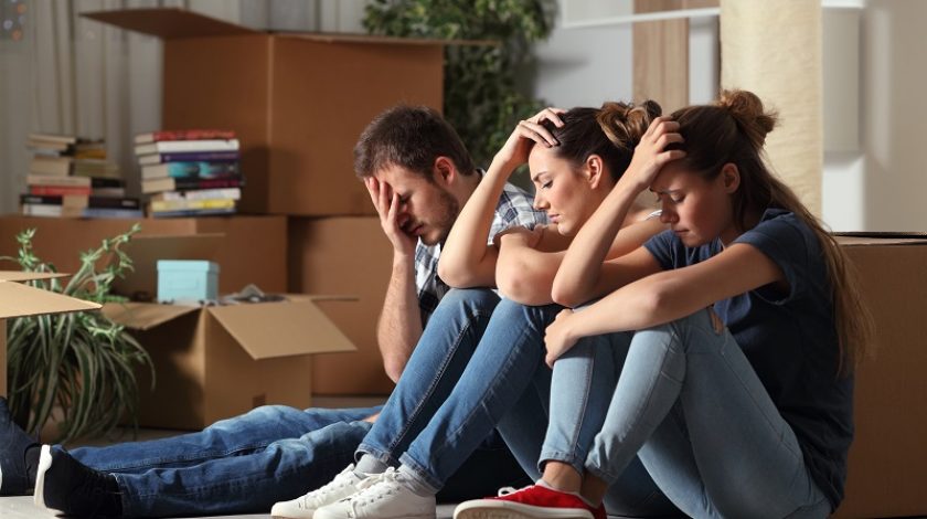 Sad evicted roommates moving home complaining