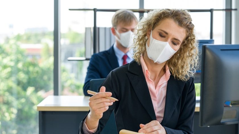Reduce the spread of Coronavirus disease 2019 (COVID-19) in the office. Ways to prevent the transmission of disease can be done by wearing a surgical mask.